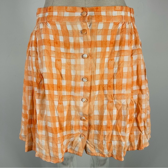 ❤️ UO Orange Checkered Button-Up Skirt L - Picture 3 of 11